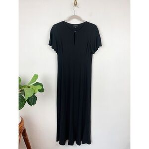 J. Jill Wearever Collection Black Flutter Sleeve Stretch Jersey Knit Maxi Dress